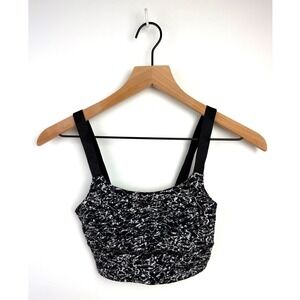 Lululemon Black White Abstract Pattern Light Support Workout Sports Bra‎ Size 2